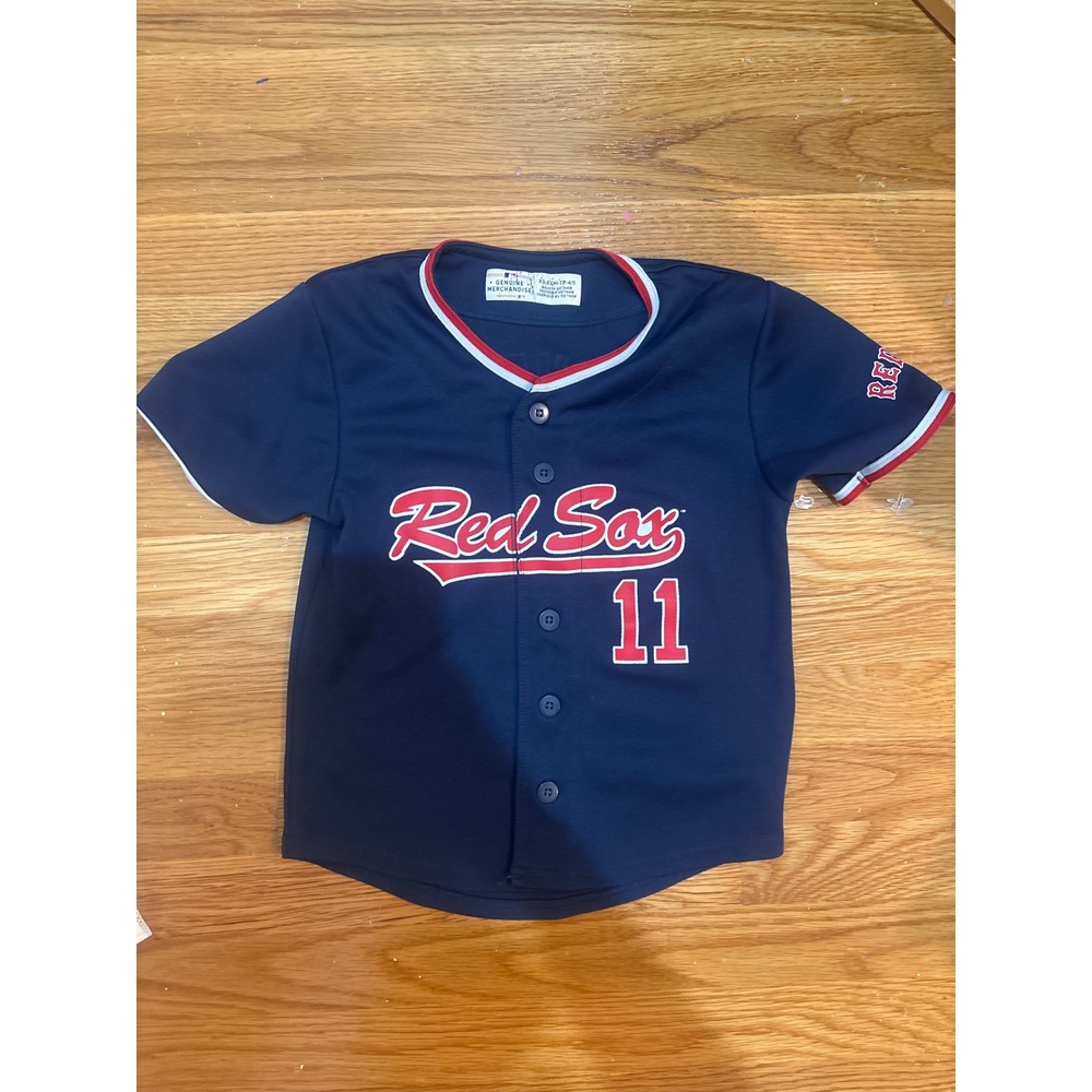MLB Boston Red Sox Rafael Devers 11 Jersey Navy Blue Youth XS 4/5 Button Down